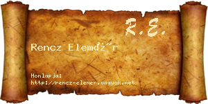 Rencz Elemér névjegykártya